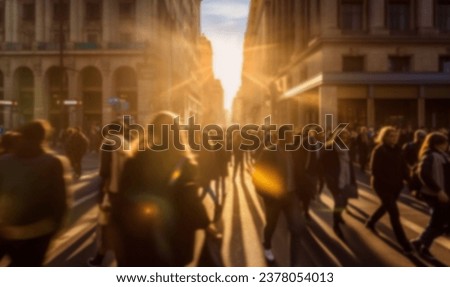 Crowd of people multiracial people walking in the city.Blurred crowd of unrecognizable at the street. Busy streets business,shopping area. Blurred defocused background Royalty-Free Stock Photo #2378054013