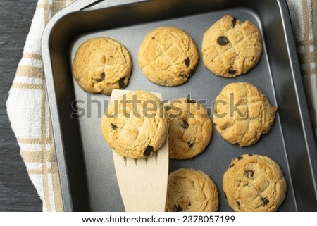 Delicious homemade cookies. Background with place for text. Deco with delicious homemade cookies. View from the mountain