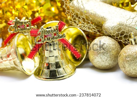 Christmas background with golden bell ornament