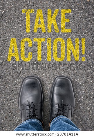 Text on the floor - Take action
