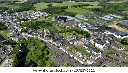 Aerial photo of Residential housing in Bushmills Village on the North Coast of Co Antrim Northern Ireland