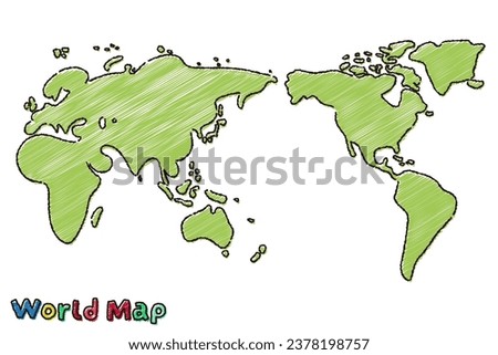 illustration of Rough handwritten world map 