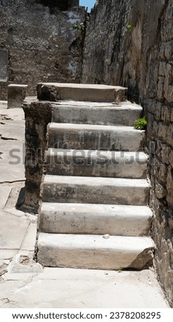 Stone stairs up  Old building