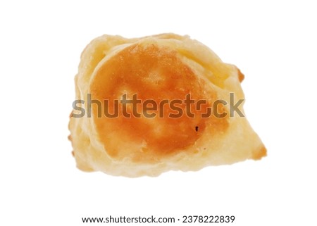 Isolated pancake. Fresh fritter slapjack. Macro closeup. Royalty-Free Stock Photo #2378222839
