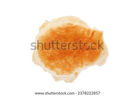Isolated pancake. Fresh fritter slapjack. Macro closeup. Royalty-Free Stock Photo #2378222857