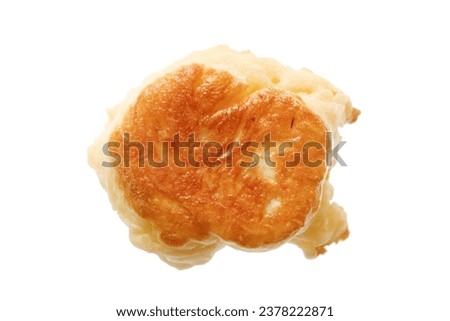 Isolated pancake. Fresh fritter slapjack. Macro closeup. Royalty-Free Stock Photo #2378222871