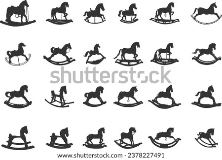 Rocking horse silhouette, Toy rocking horse silhouette, Rocking horse clip art, Rocking horse bundle
