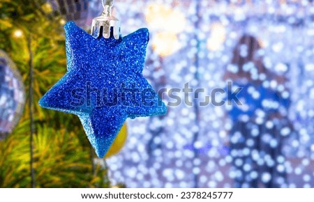 Beautiful Christmas Decorations Christmas toys  And  Christmas tree under snow