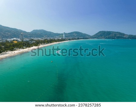 Beautiful sea landscape view at Phuket island Thailand in summer season,Drone camera view shot