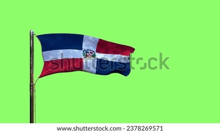 waving flag of Dominican Republic for memorial day on chroma key screen, isolated - object 3D illustration