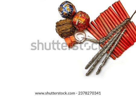 Crackers for diwali festival on white background Royalty-Free Stock Photo #2378270341