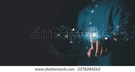 AI learning and business artificial intelligence, modern , transformation of ideas and the adoption of technology in business in the digital age, enhancing global business capabilities , Ai.	
 Royalty-Free Stock Photo #2378284263