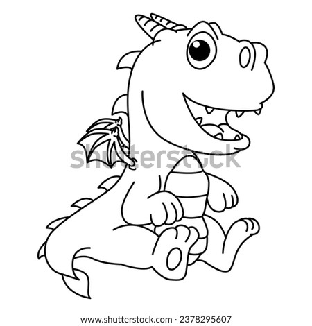 Funny dragon cartoon characters vector illustration. For kids coloring book.