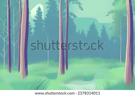 Magical Forest Cartoon Background. Kids Story Book illustration, Vector Style Illustration, 2d Digital Illustration