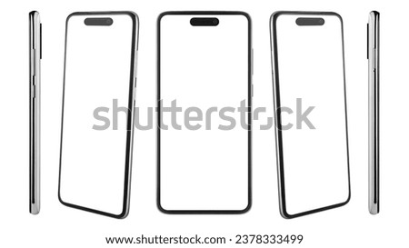 mockup Smartphone, mobile phone, blank screen, isolated on white background, full depth of field, clipping path