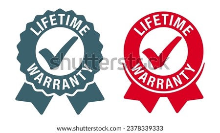 Lifetime warranty badge in seal shape - for products packaging Royalty-Free Stock Photo #2378339333