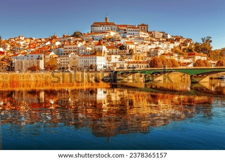 View of Coimbra and the University from left bank of the Mondego River  Royalty-Free Stock Photo #2378365157