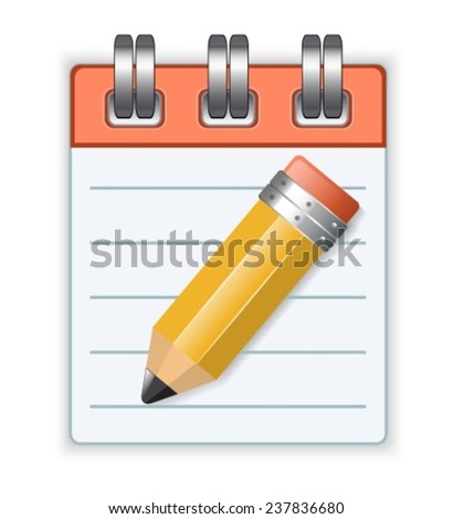 notebook and yellow pencil on a white background