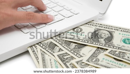 Make money American dollars bills money And online  European money euros ,American monetary. Accounting money.  Royalty-Free Stock Photo #2378384989