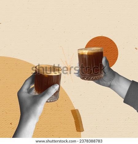 Cheers Coffee Cups In Hand Creative Design Poster