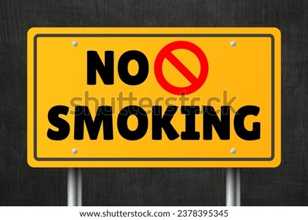Yellow NO Smoking Sign with Black Background