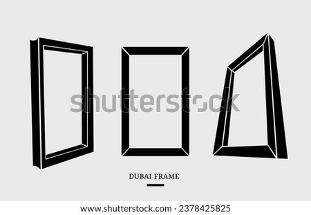 Dubai frame vector silhouette with three different angles. 