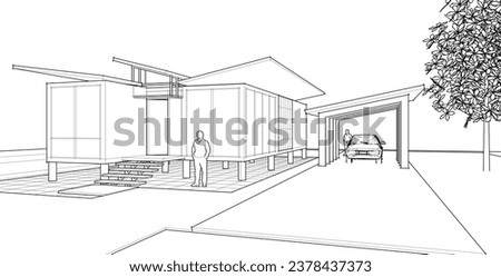 architecture house concept 3d rendering