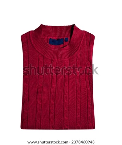 this is a beautiful classical red sweater in the isolated white background.
