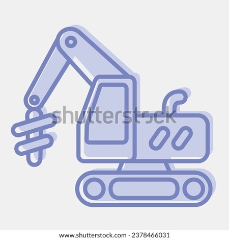 Icon earth drill excavator. Heavy equipment elements. Icons in two tone style. Good for prints, posters, logo, infographics, etc.