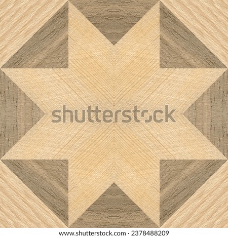 Wooden marquetry, patterns created from the combination of different woods, wooden floor, parquet, cutting board, isolated on a transparent background