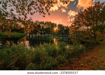 Rural autumn landscape in the vicinity of the city of Nuremberg in Germany.