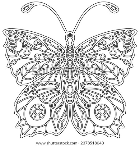 Insect 2, butterfly isolated on white background. Colouring page-281.