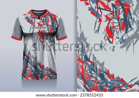 Tshirt mockup abstract grunge sport jersey design for football soccer, racing, esports, running, gray red color