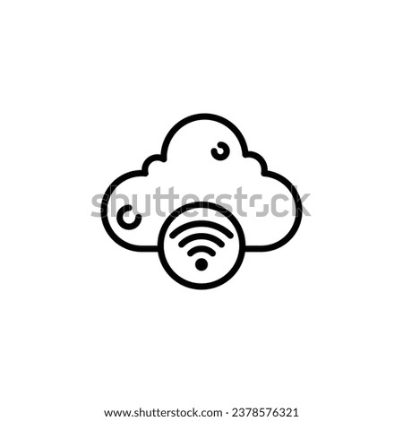 Cloud wifi outline icon. Vector illustration. The isolated icon suits the web, infographics, interfaces, and apps.