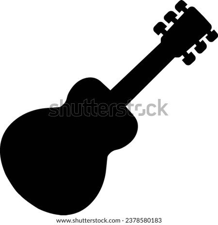 Black Guitar icon. Acoustic musical instrument sign Isolated on Transparent background. Music symbol Modern, simple flat icon for web site or mobile app.