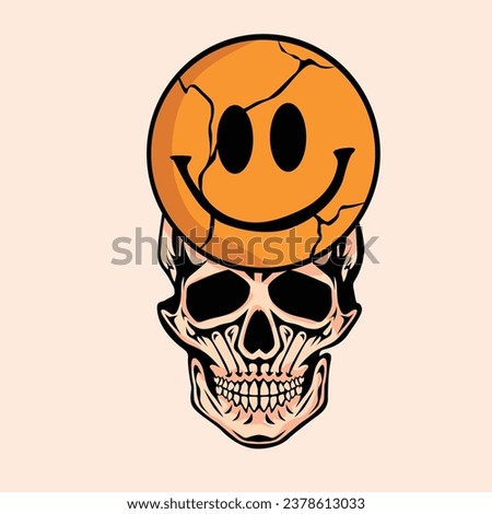 Tattoo Skull Face Smile Illustration 