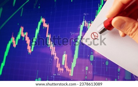Stamp the ballot paper, Korean voting stamp, stock price economic graph background