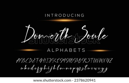 Hand drawn mono line font lowercase and uppercase. Calligraphy decorative ABC alphabet isolated. Hand lettering and custom typography for your designs, logo, poster, card. Vector typeface. Royalty-Free Stock Photo #2378620941