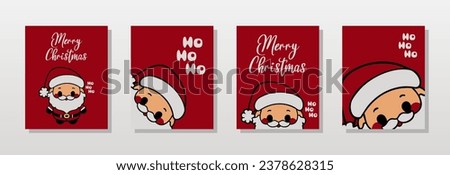 Noel Kawaii Santa Claus Merry Christmas cute and joyful red greeting card Royalty-Free Stock Photo #2378628315