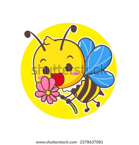 Cute bee cartoon character. Kawaii adorable animal concept design. Isolated white background. Vector illustration.