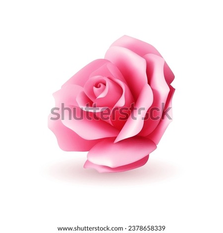 Fresh bright pink organic rose flower bud with petals 3d icon realistic vector illustration Royalty-Free Stock Photo #2378658339