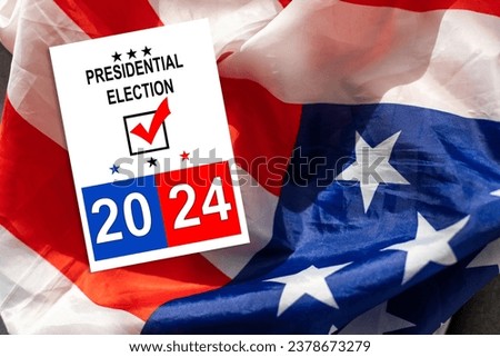 Presidential Election 2024 in United States. Vote day, November 5. US Election campaign. Make your choice Patriotic american illustration. Poster, card, banner and background Royalty-Free Stock Photo #2378673279