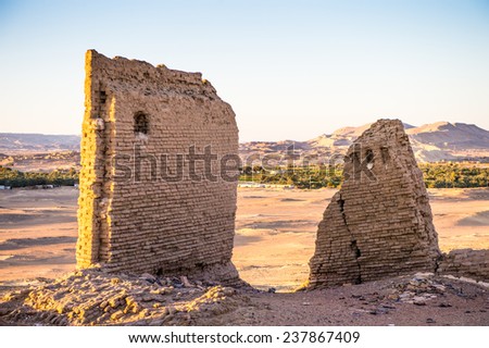 Ruins of the Nadora Temple in the Kharga Desert of Egypt