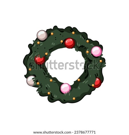happy christmas wreath cartoon. party merry, ornament poster, festive frame happy christmas wreath sign. isolated symbol vector illustration
