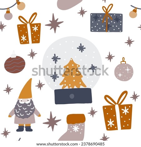 Christmas seamless pattern. New year background vector illustration for wrapping paper, fabric, textile