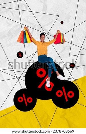 3d photo artwork graphics collage painting of smiling excited lady guy enjoying black friday sale isolated drawing background