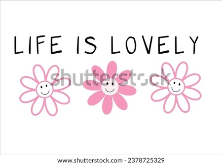 love slogan text with daisy flower design vector