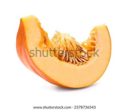 Slice of fresh ripe pumpkin isolated on white
