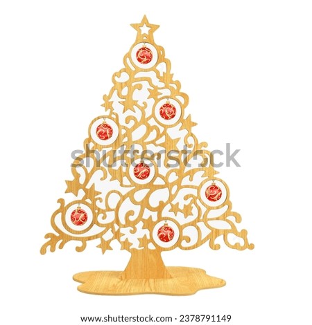 Beautiful 3d illustration christmas tree isolated on white background