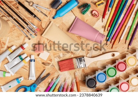Paints, Painting elements and drawings isolated.